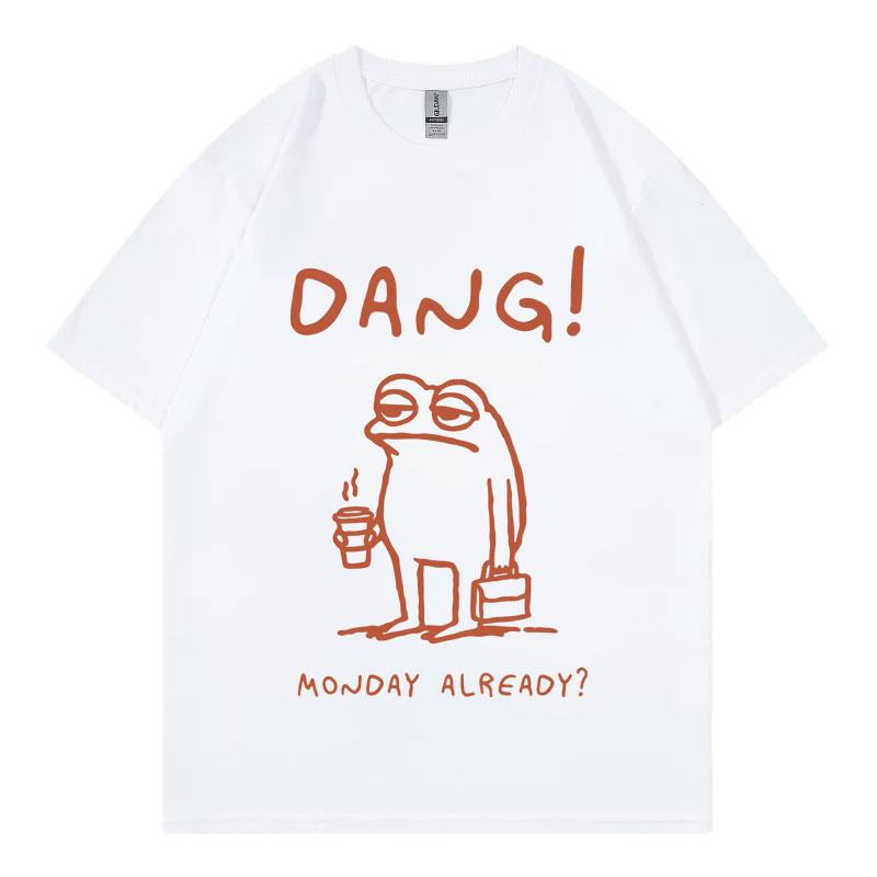 

Funny Monday Frog Print T-shirt Men Women Vintage Fashion Short Sleeve T-shirts High Quality Cotton Oversized T Shirt Streetwear 4XL