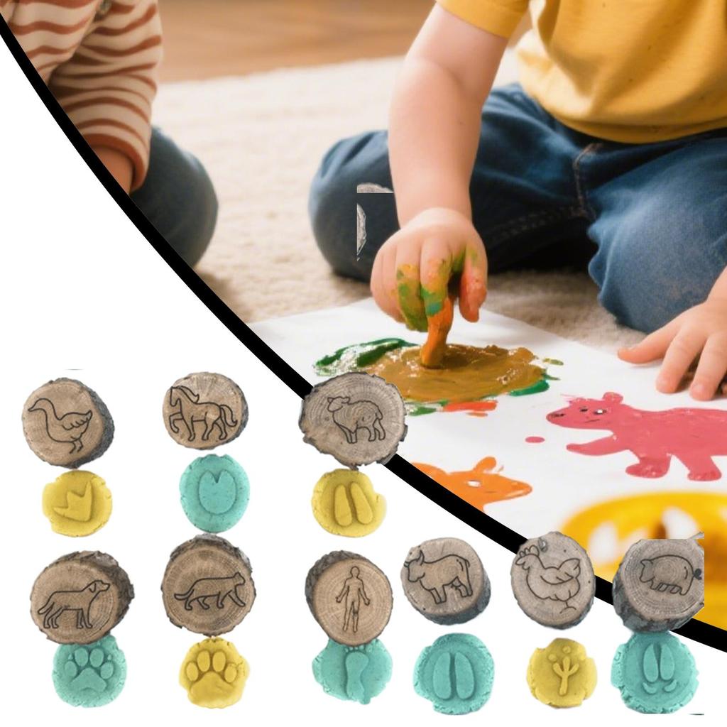 Animal Stamps For Kids Kids Stamp Set Fun Games Wooden Footprints Stampers Craft Kits Scrapbook Supplies Preschool Learning