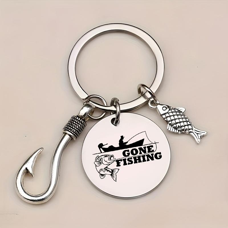 1pc Fishing Enthusiast Keychain with Fish Hook & Lure Charms - "Gone Fishing" Engraved, Ideal Gift for Father'S Day or Christmas, Fishing Accessories