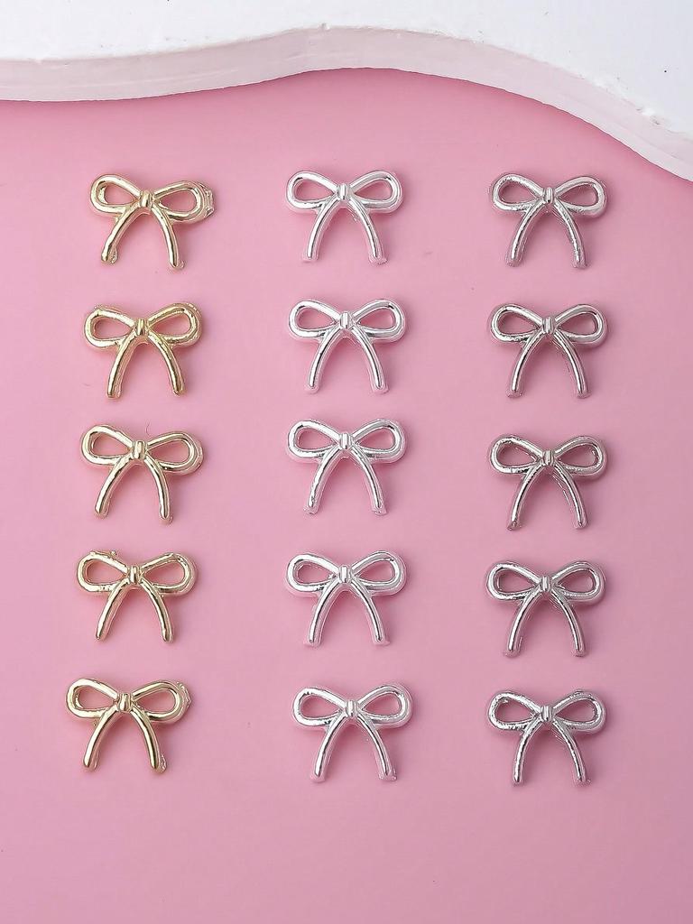 10 stk Sløyfe Neglepynt 3D Legering Bånd Neglekunst Dekorasjoner DIY Neglejuveler Egnet For Jenter Og Damer Negleutstyr