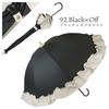 55cm Ruffled Short Perfect for Sun and Light UV Super Water with Big Black and [Makocca] Women's Umbrella, Rain, 100% Blocking, Protection, Repellent,