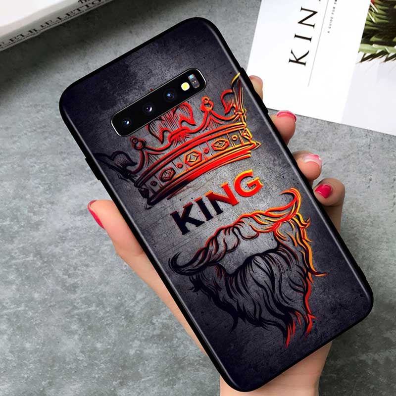 Чехол для телефона King Queen Couples для Samsung Galaxy Note 20 S20 FE Lite Ultra 10 9 8 Pro S10E S10 5G S9 S8 S7 S6 Plus Black