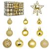 Plastic Christmas Tree Bauble Set, 101-Count Assortment with Mixed Finishes, Varied Ball Styles, and Cutout Star Toppers