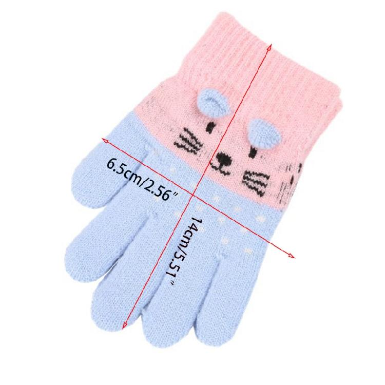 Crochet Full Finger Glove Cartoon for Cat Knitted Gloves Cute Toddler Kids Glove