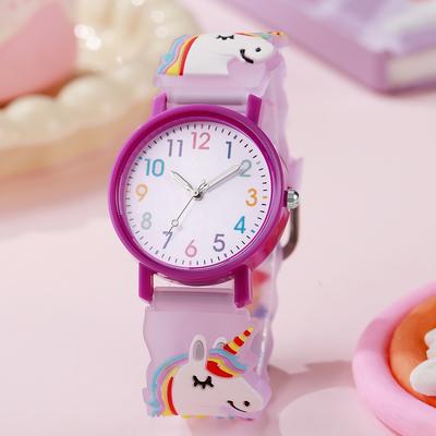 Entzückende Süßigkeiten-Einhorn-Kinderuhr mit buntem Zifferblatt, ideal für den täglichen Schulgebrauch, Geburtstags- und Weihnachtsgeschenke