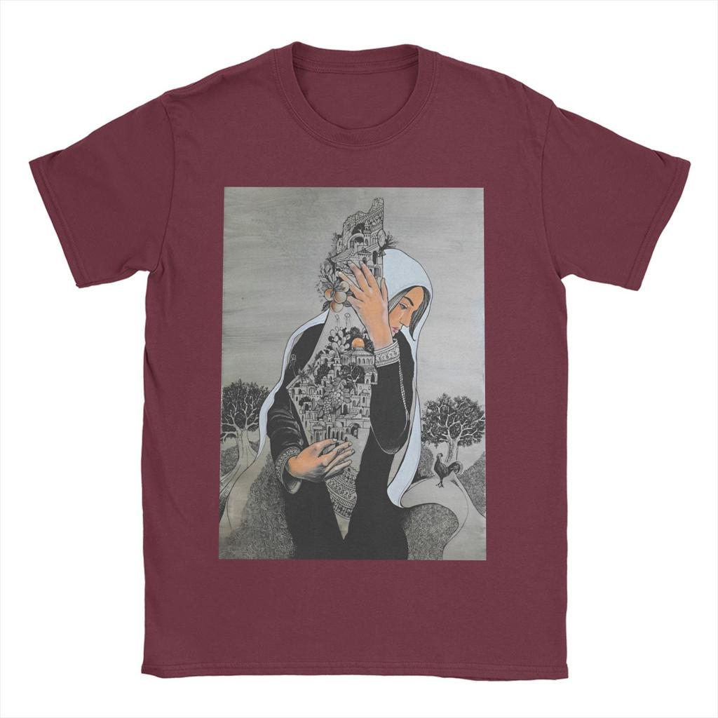 Palestined Woman Keffiye T Shirt Beach Fashion T Shirts Men Pure Cotton O Neck Oversize Tees Short Sleeve Y2K Basic Tshirt