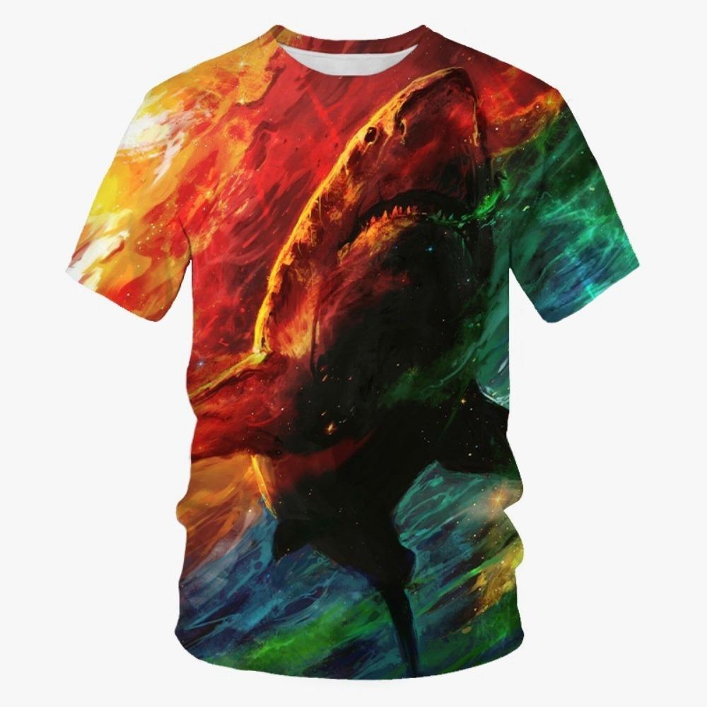 Hot Sale Shark T-shirt For Men Fashion 3D Printing Sea Animal Short-sleeved T Shirt Casual Round Neck Tops Street Tees Clothes