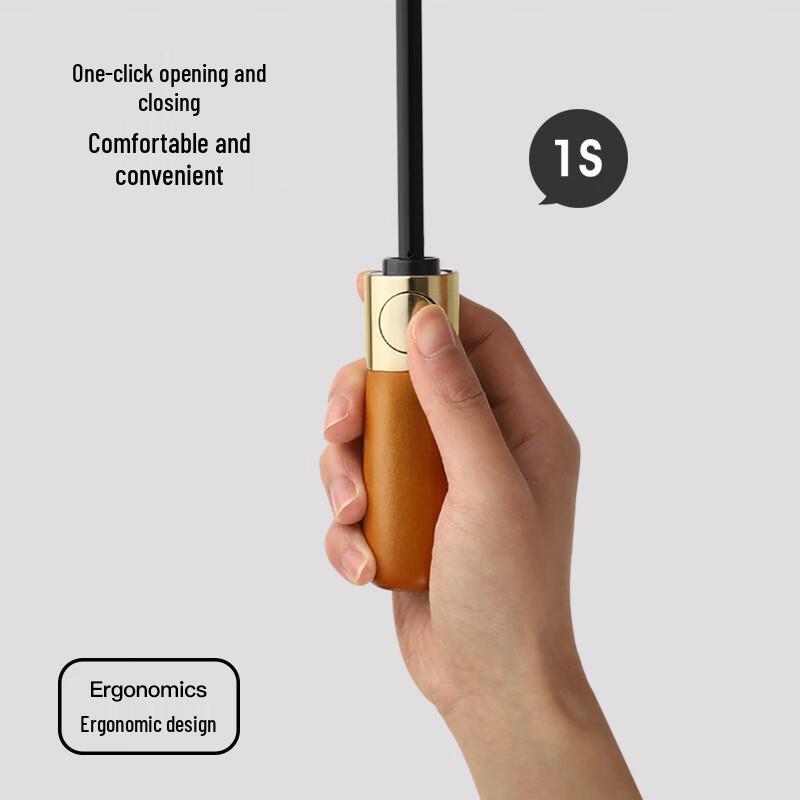 Fully Automatic Windproof UV Protection Folding Umbrella with Wood Handle