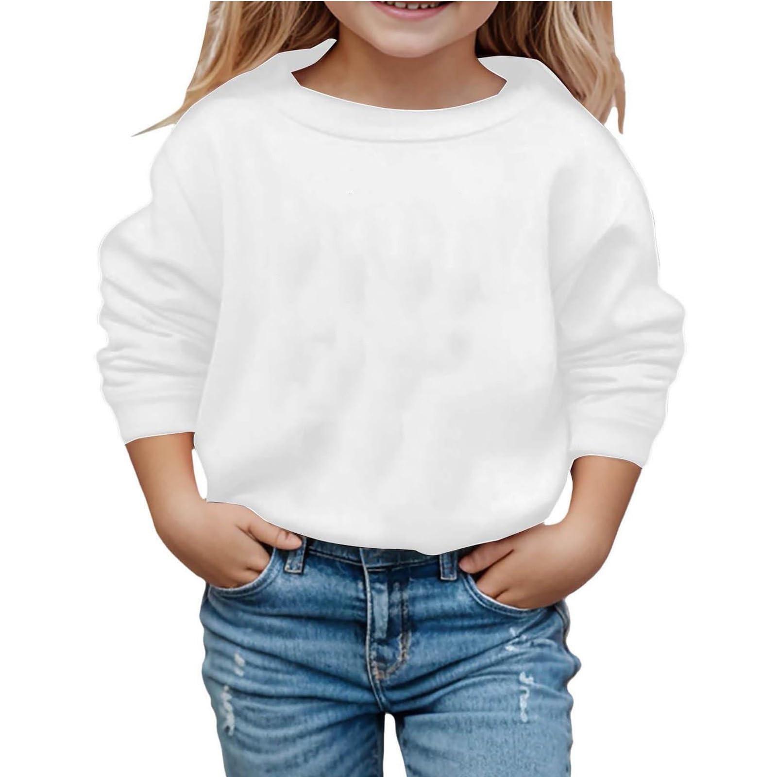 

Свитшоты для малышей, девочек и мальчиков, свитер с круглым вырезом и длинными рукавами, хлопковый однотонный свитер, рубашки 140 белый