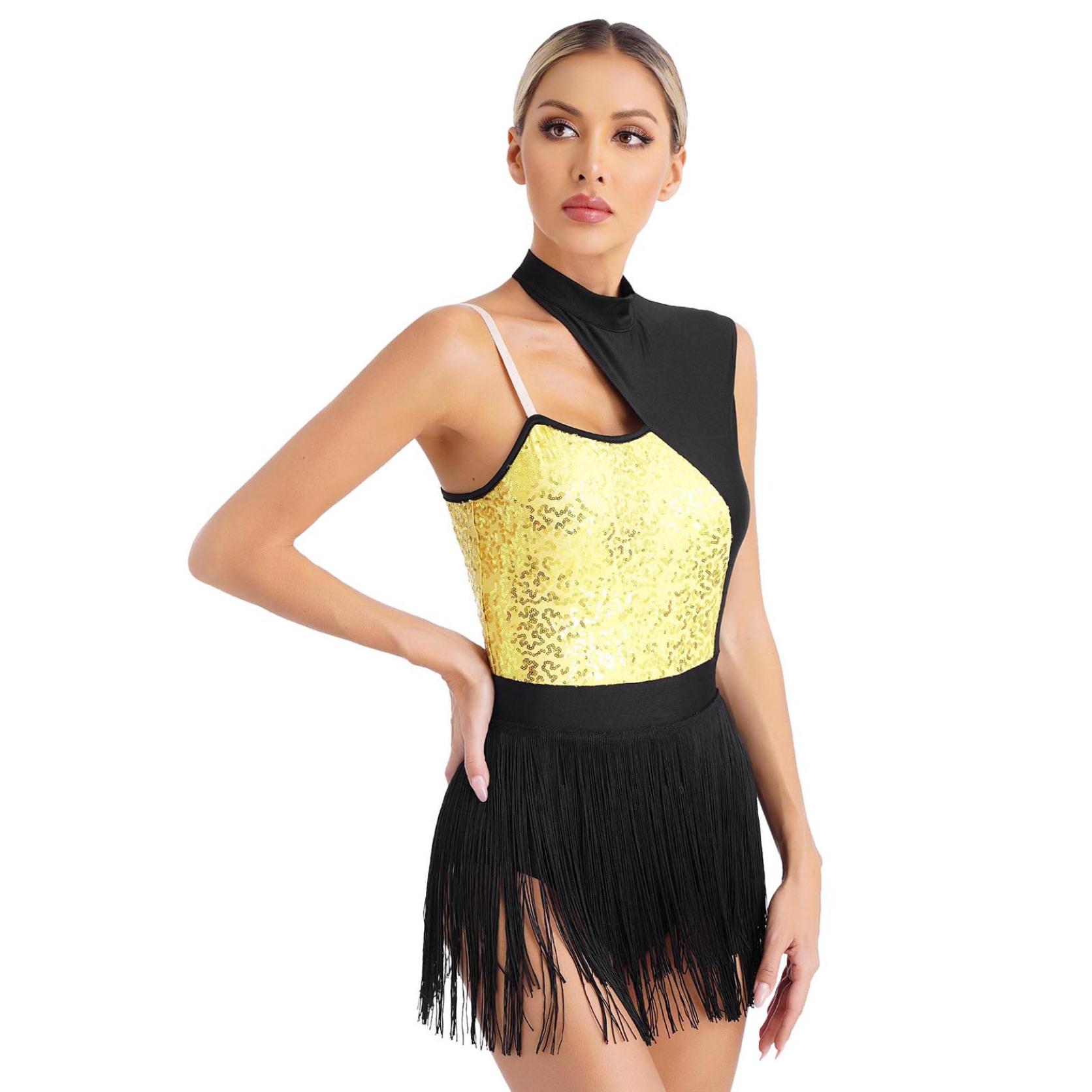 Body De Danse Latine Paillettes Robes De Bal Latino Américain Robe De Bal Latine Avec Franges Avec Paillettes Pour Femmes Robe De Bal Latine Sexy Années 20 Salsa Tango Cha Rumba Robe