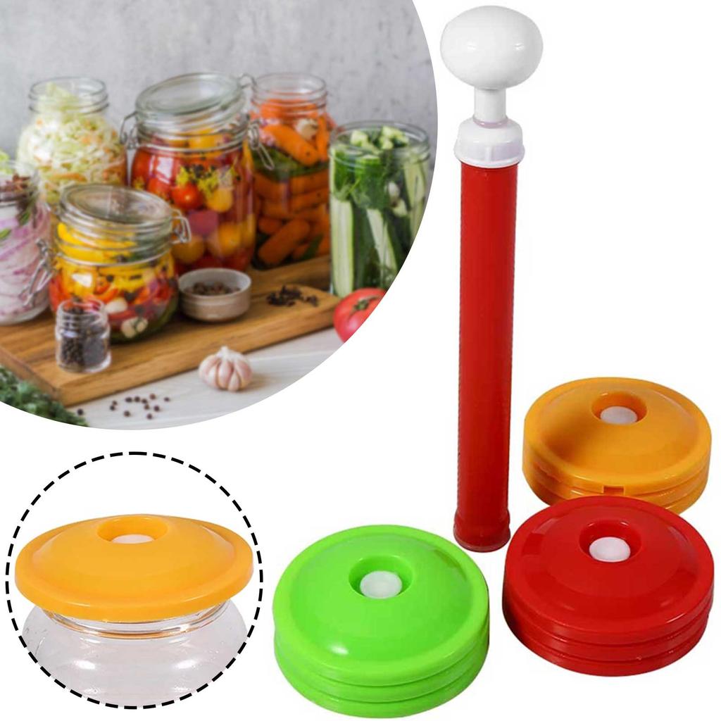 10pcs Vacuum Sealer Jar Lids With Vacuum Pump,Reusable Pickle Jar Sealing Covers,Food Storage Accessories For Home Jar Can
