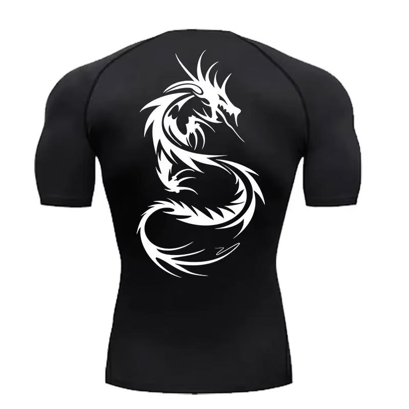 Men's Trendy Graphic-Print Compression Shirt – Summer Quick-Dry Athletic T-Shirt for Gym Workouts and Running RL811