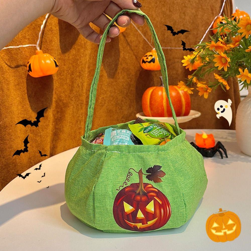 Storage Bucket Halloween Candy Bag Printing Pumpkin Handbag Cute Trick or Treat Bag Children