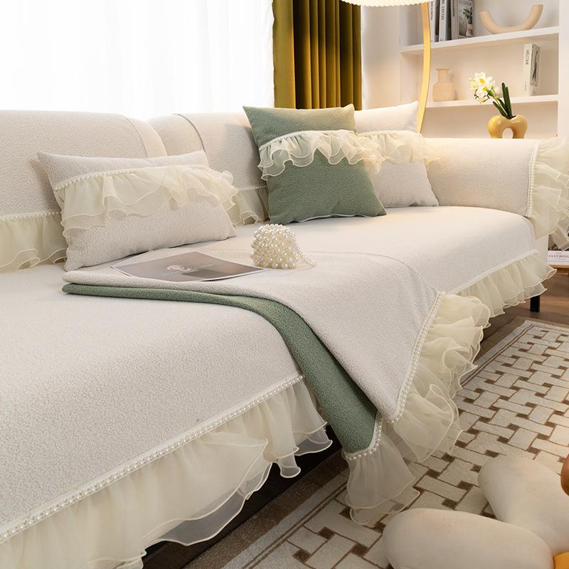 The New Sofa Cushion Is Universal In All Seasons, Non-slip, High-end Seat Cushion, Simple, Modern and Fashionable Lace Edge Sofa Cover.