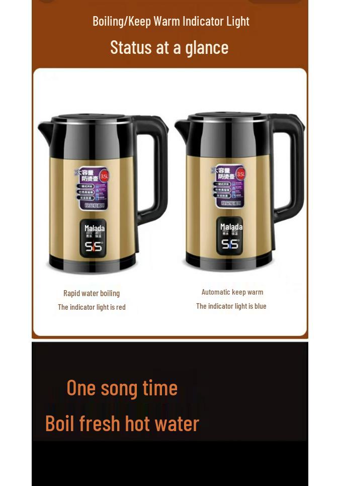 Smart Thermostatic Stainless Steel Electric Kettle for Boiling and Warming
