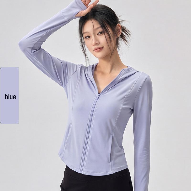 Women's Slimming Yoga Jacket: 2026 Summer Sun Protection Hooded Cardigan