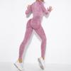 Seamless Frosted Yoga Set: Long Sleeve & High Waist Pants for Women