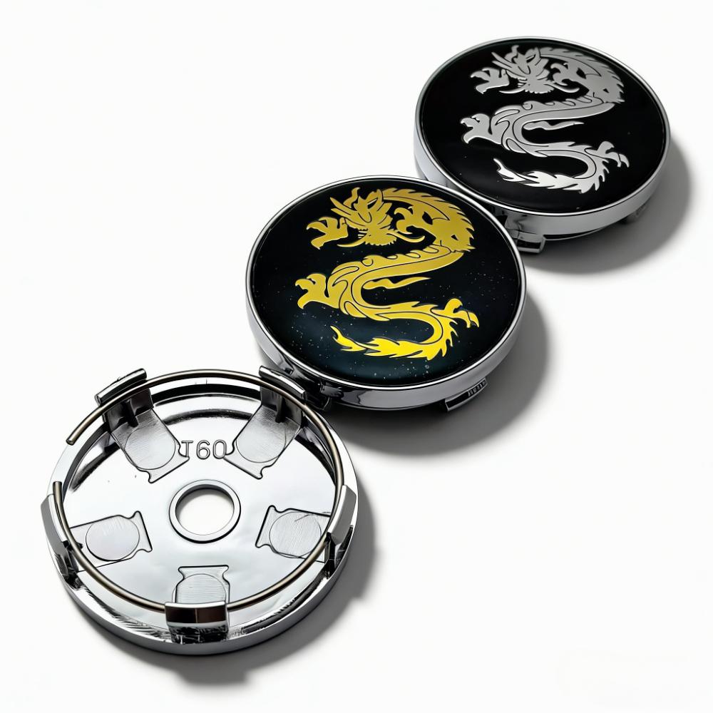 4pcs Dragon Totem Logo Emblem Car Wheel Center Caps 60MM 56MM Wheels Hub Cap Dragons Badge Rim Hubcap Dust Cover Car Accessories