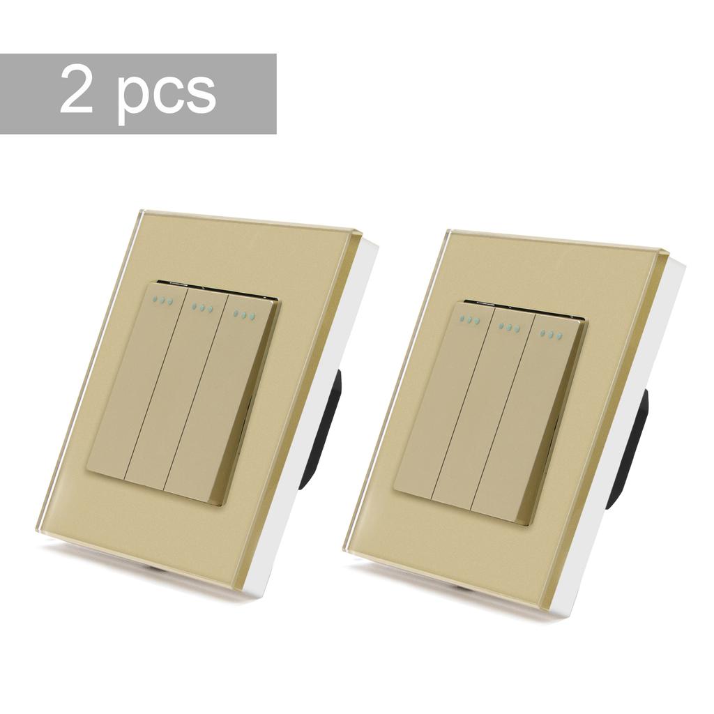BSEED 1/2/3Gang Wall Switches 2Way Mechanical Light Switch On Off For Stairs Halls Glass Wall Rocker Switch EU Standard 2Pack
