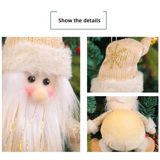 Christmas Tree Doll Decoration with Lanyard Easy to Hang Adorable Snowman Santa Claus Christmas Tree Hanging Ornament