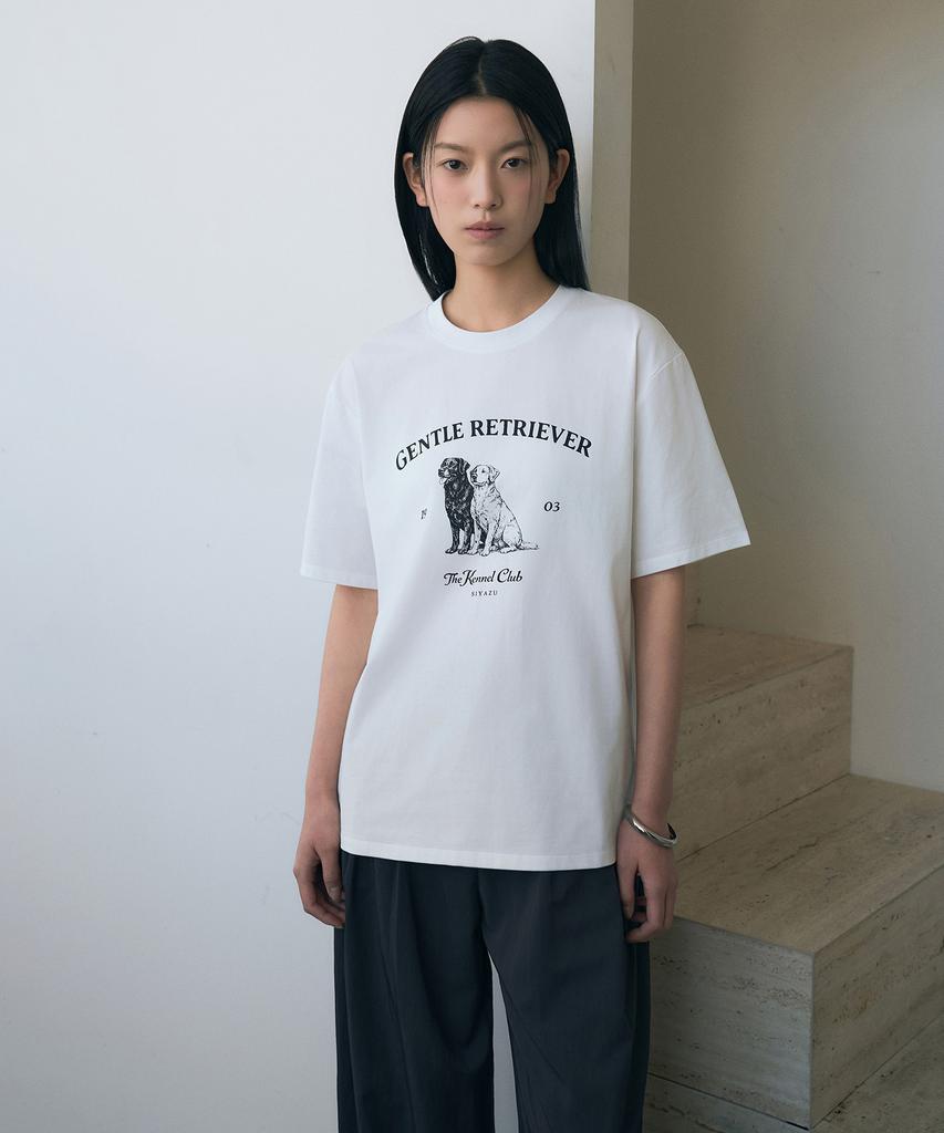 Siyajyu Sitp5298 Gentle Retriever Short Sleeve T-Shirt_White