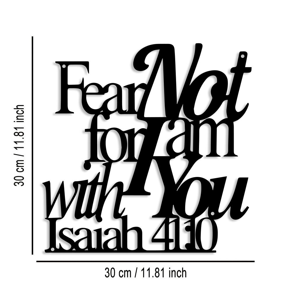Elegant Minimalist Christian Faith Metal Wall Decor -Hebrew Script Bible Verse Fear Not for I Am with You -Golden - Heavy-Duty