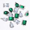 10pcs 5pcs Stainless Steel Zircon Pendants Green Transparent Crystal Charms Beads for Necklace Bracelet Jewelry Making Charm DIY