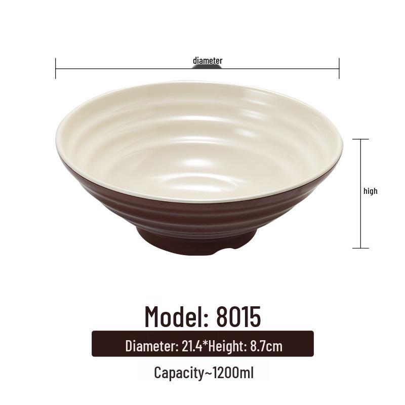 Melamine White Noodle Bowl, Imitation Porcelain, Large Plastic Soup/Rice Bowl for Commercial Use.