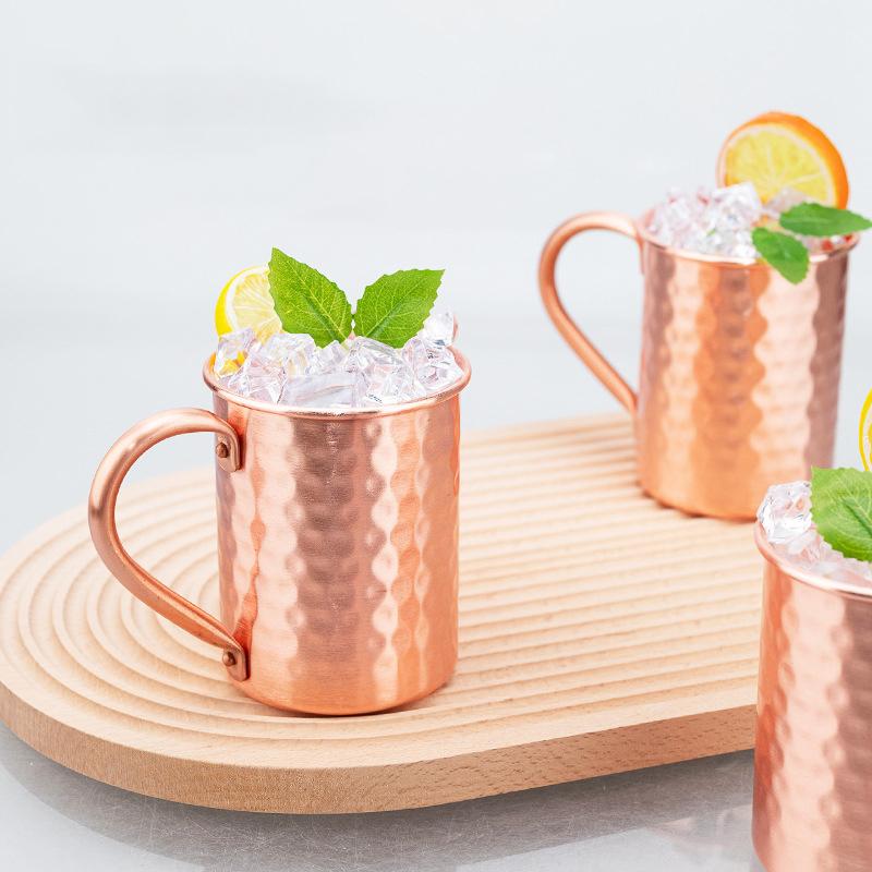 500Ml 100% Copper Moscow Mule Mug Cocktail Wine Cup Hammered Coppery Beer Mugs Coffee Mug Milk Cup Bar Cup Drinkware Durable