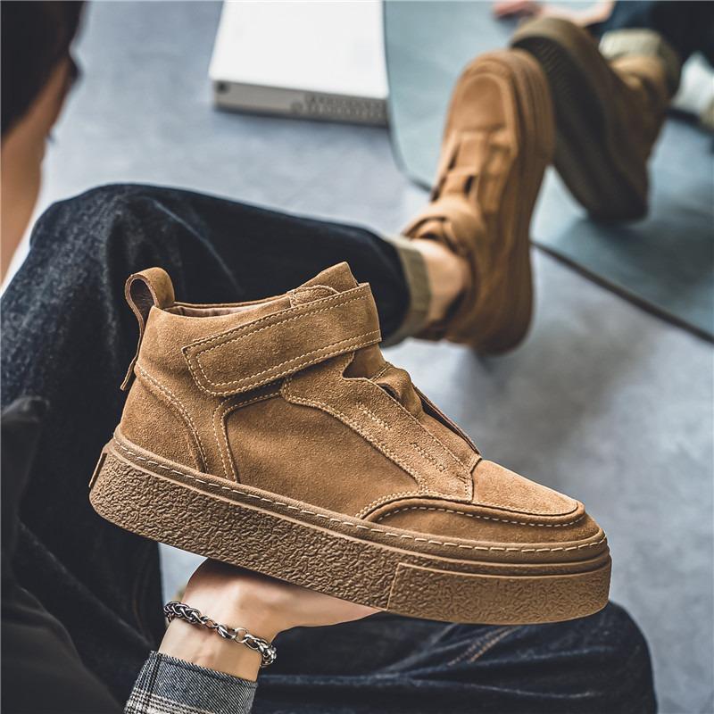 Fashion Men High Top Works Shoes Casual Board Shoes Non Slip Wear-resistant Walking Shoes Designer Retro Sneakers Loafers Zapatos Hombre