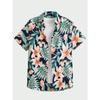 Hawaiian Botanical Flower Print Men's and Women's Short Sleeve Lapel Seaside Button-Down Shirt Top Casual Fashionable Shirts