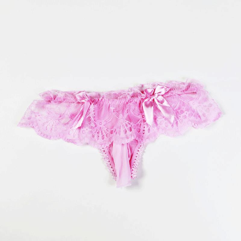 European and American Lace Thong Men with Jj Set of Underwear, Fun Transparent Low Waist Seamless Temptation Bed Underwear