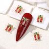 2Pcs Christmas Nail Design Set Christmas Bell Elk Sled Zircon Tree Nail Zircon Art