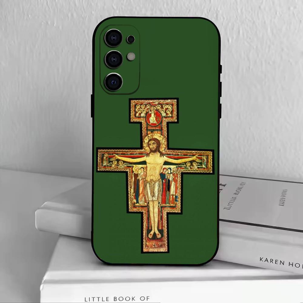 O-Orthodox Cross Phone Case For Samsung S25,S24,S21,S22,S23,S30,Ultra,S20,Plus,Fe,Soft Silicone Black Cover