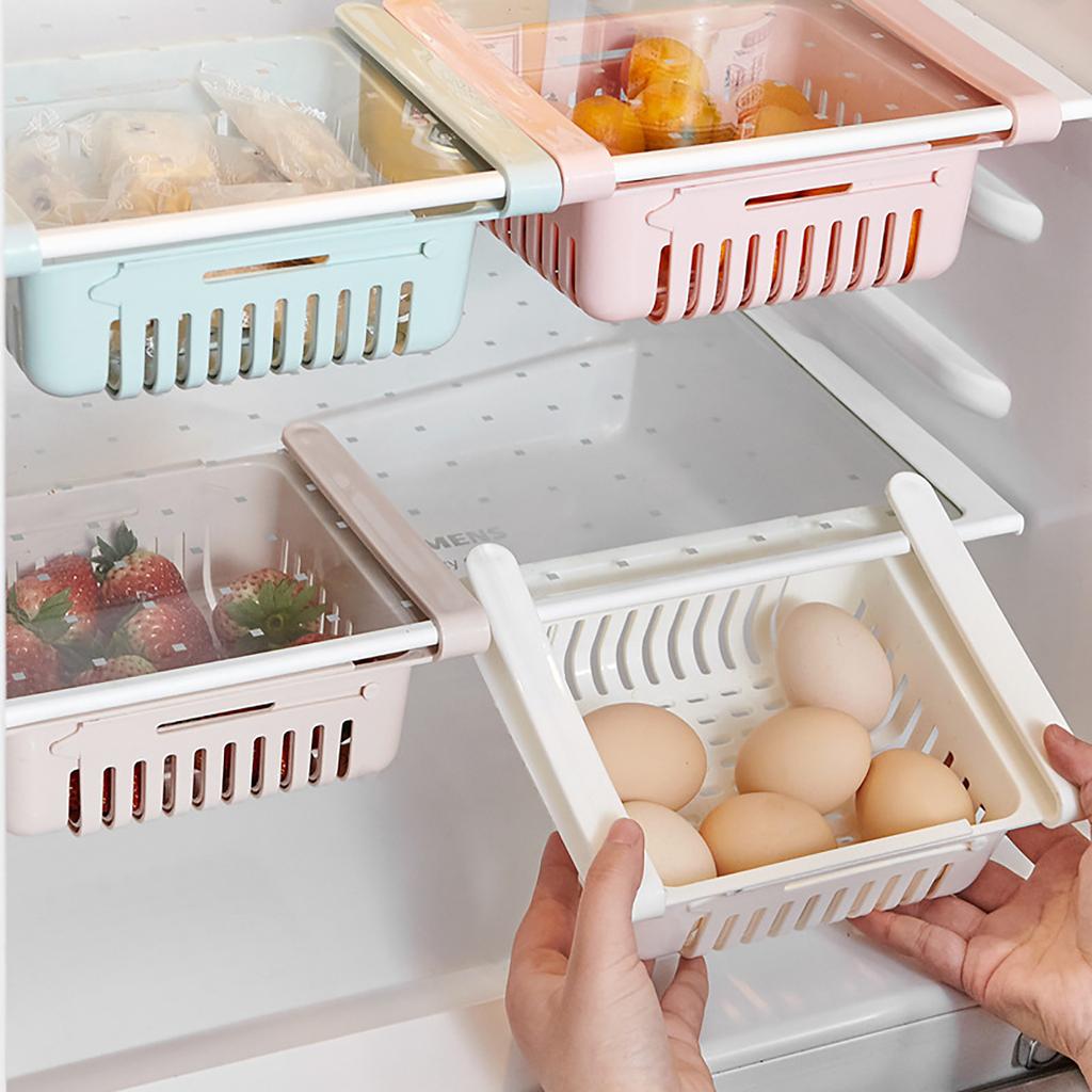 Fridge Drawer Organizer, Stretchable Fridge Shelf Holder Storage Box, Pull-Out Refrigerator Storage Box Holder Food Organizer, Container For Food