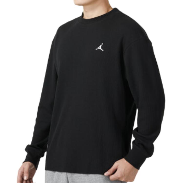 Nike Sudadera de color liso de corte holgado con cuello redondo para hombre Tops Negro FD7462-010