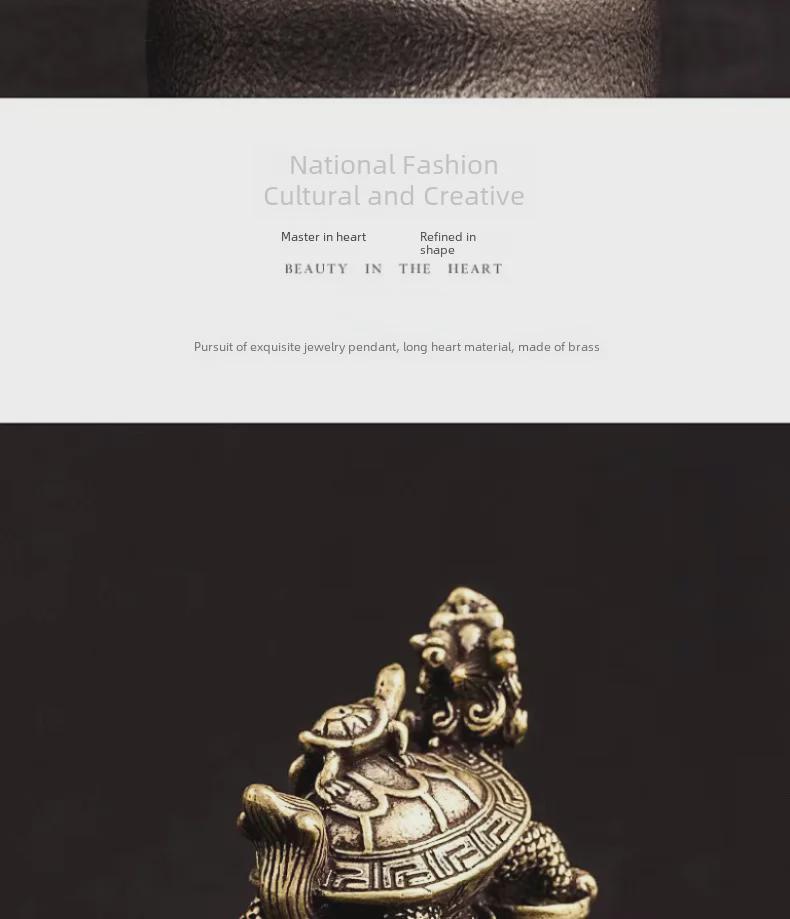 Brass Dragon Turtle Ornament - Mother Turtle with Dragon Head for Home or Office Decor, Desktop Decoration, Fortune Gift