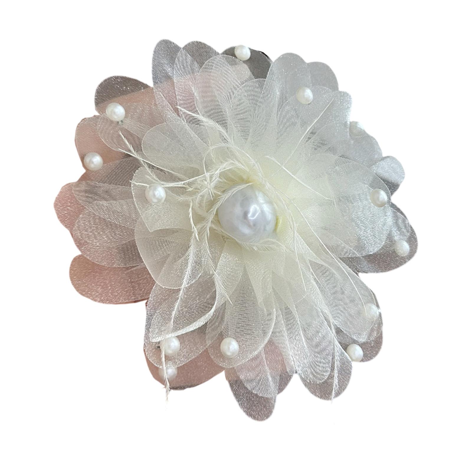 Элегантный прозрачный тюль перо бисер брошь булавка украшение для любителей моды стильное украшение одежды белый