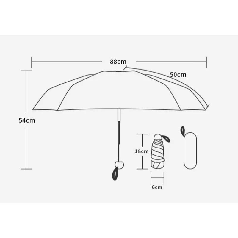 1 PC Mini Vinyl Portable Manual Five Folding Umbrella Folding Sunscreen Sunshade Zip Box Parasol Parasol Umbrella Mini Umbrella