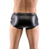 Men Sexy Wet Look Pvc Patent Leather Shiny Boxer Brief Lace Up Side Fetish Shorts Hot Pants Tops Underwear Lingerie Outfit