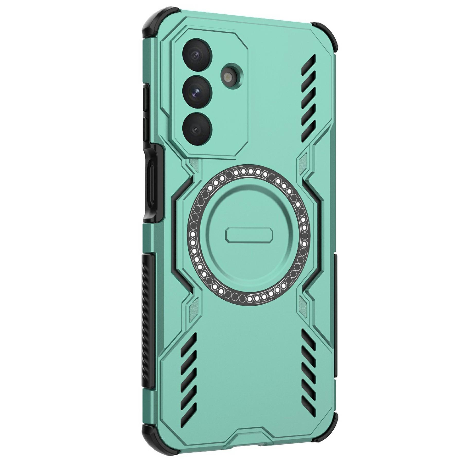 

For Samsung Galaxy A26 5G Magnetic Case Butterfly Armor Hollow Heat Dissipation PC+TPU Phone Cover Blue