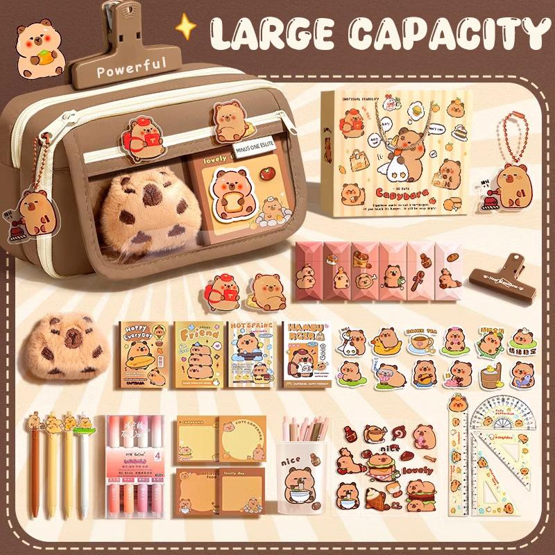 Kawaii Large Capacity Pencil Cases For School Bag Pouch Box 3 Compartments Supply Supplies Girl Boy Kit Cute Stationery Zippers