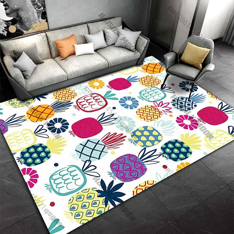 Colorful Pineapples and Flowers Carpet Yoga Living Room Room Decor Children's Crawling Mat Doormat Area Rug Games Mat