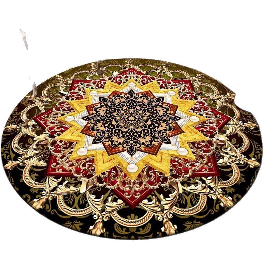 Circular Carpet Bedroom Living Room Carpet Coffee Table Carpet Home Sofa Circular Mat Ethnic Style Carpet
