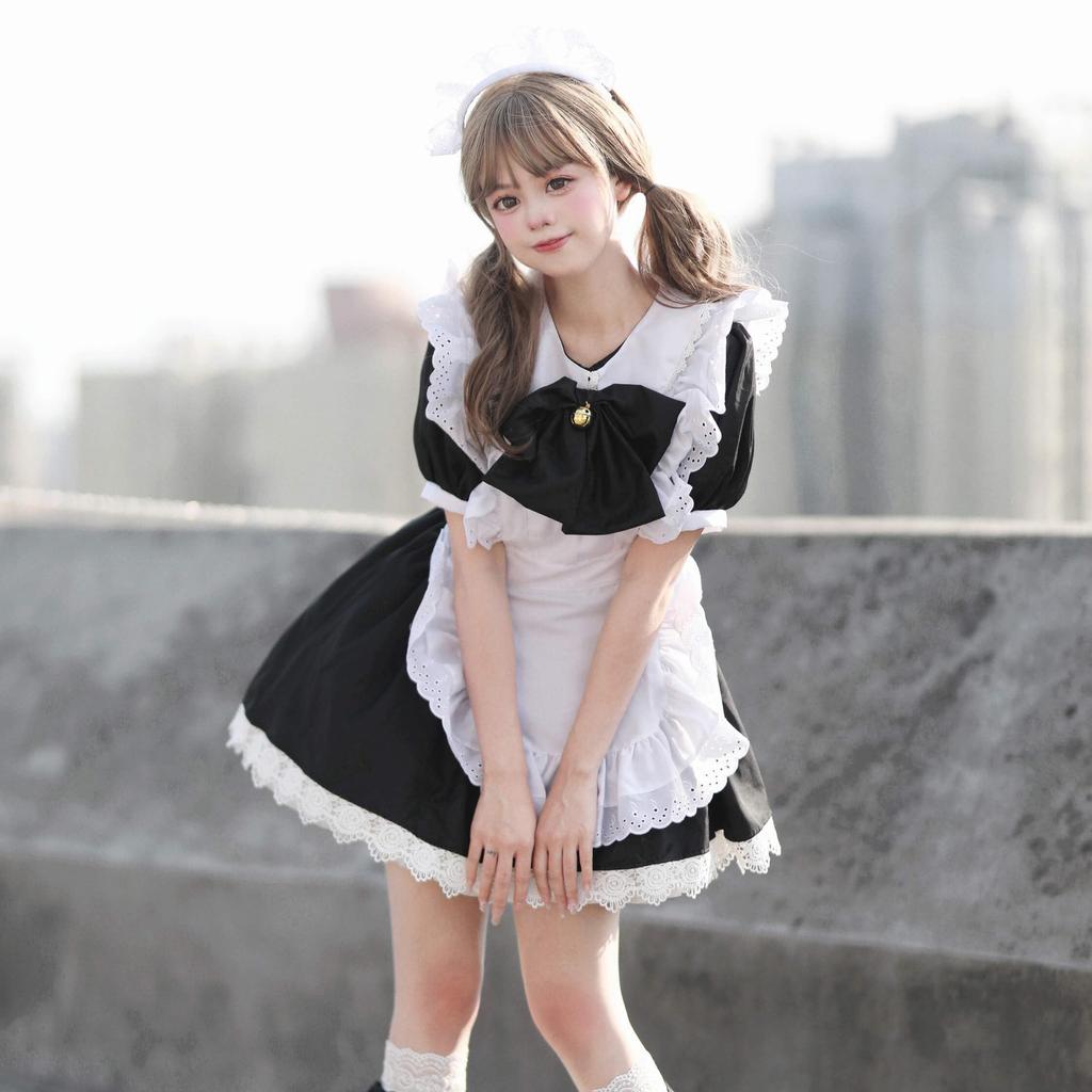 MEYOIJK Maid Con Short Lace Maid Lolita and Plus Sizes Popular for School and Photo Shoots Size Costume, Cosplay, Moe, Cafe, Maid, Classic, Length,