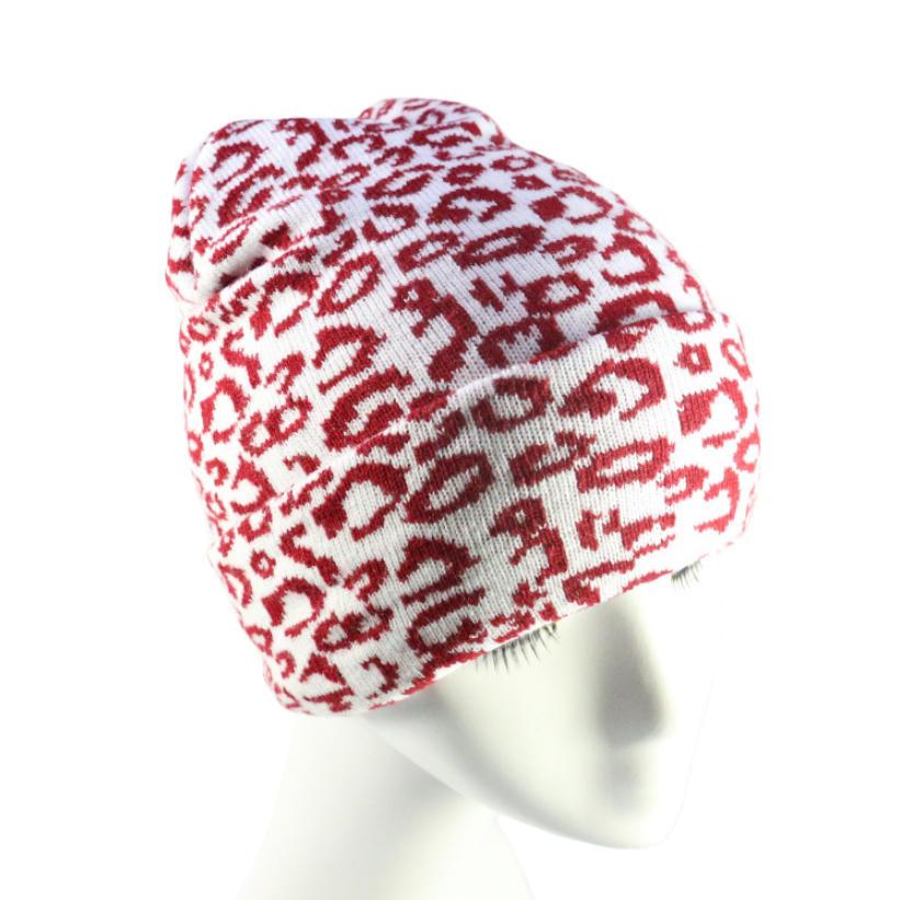 Autumn and winter new leopard print knitted hat thickened warm wool hat unisex cold warm cold hat multi-color