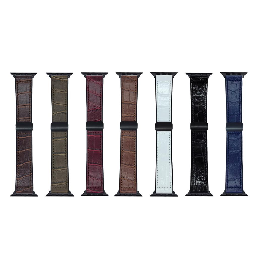 Watch Band for Apple Watch Series 10 Ultra 9 8 7 SE 6 5 4 3 2 1 46mm 49mm 45mm 44mm 42mm Bamboo Texture PU Covered Silicone Strap