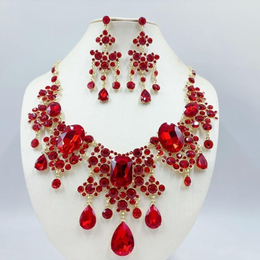 Baroque Necklace Earrings Set Elegant Waterdrop Pendant Necklace Party Dress Up