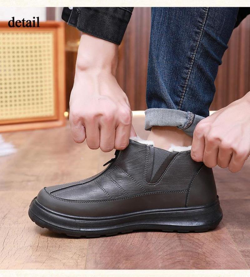 Men Winter Warm Snow Boots Casual Lightweight Anti Slip Faux Fur Lined Ankle Booties Waterproof Comfortable Plush Lined Short Boots