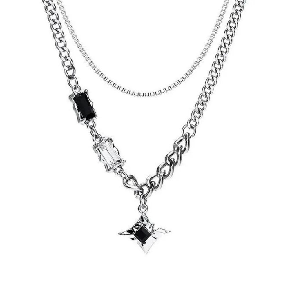 Black Star Choker Necklaces Neck Decoration Stacking  Necklace Double Link Chains Necklace  Women